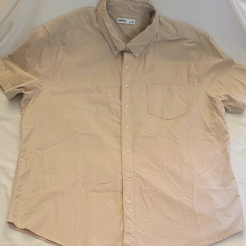 Sonoma Men's Tan Casual Button-Down Shirt XL